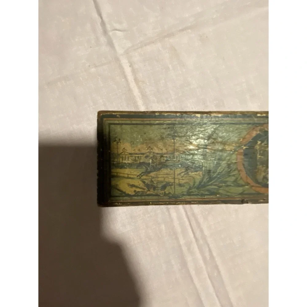 Antique Children's WOODEN Pencil Box Case Equestrian Themed